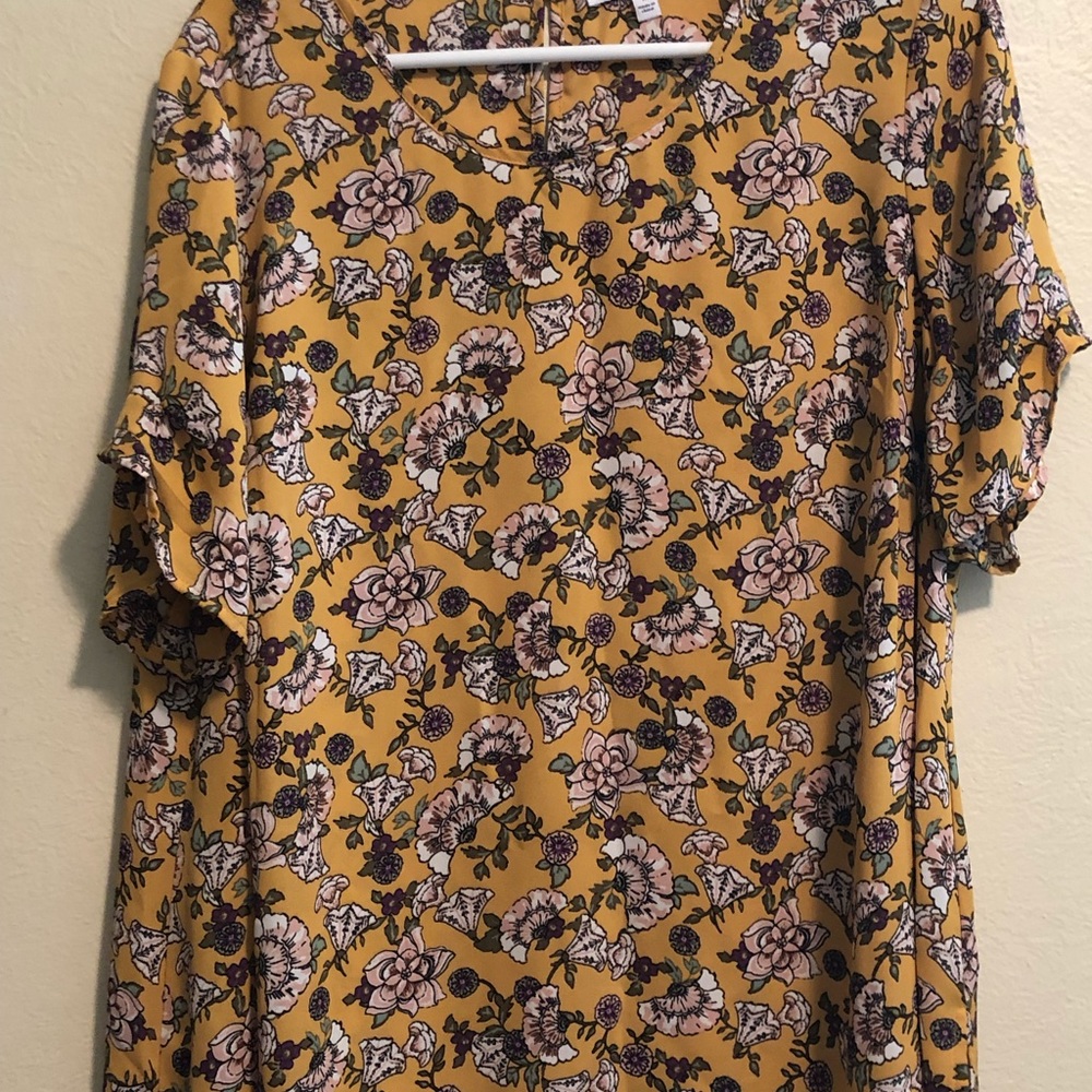 Yellow floral blouse with ruffle sleeves
